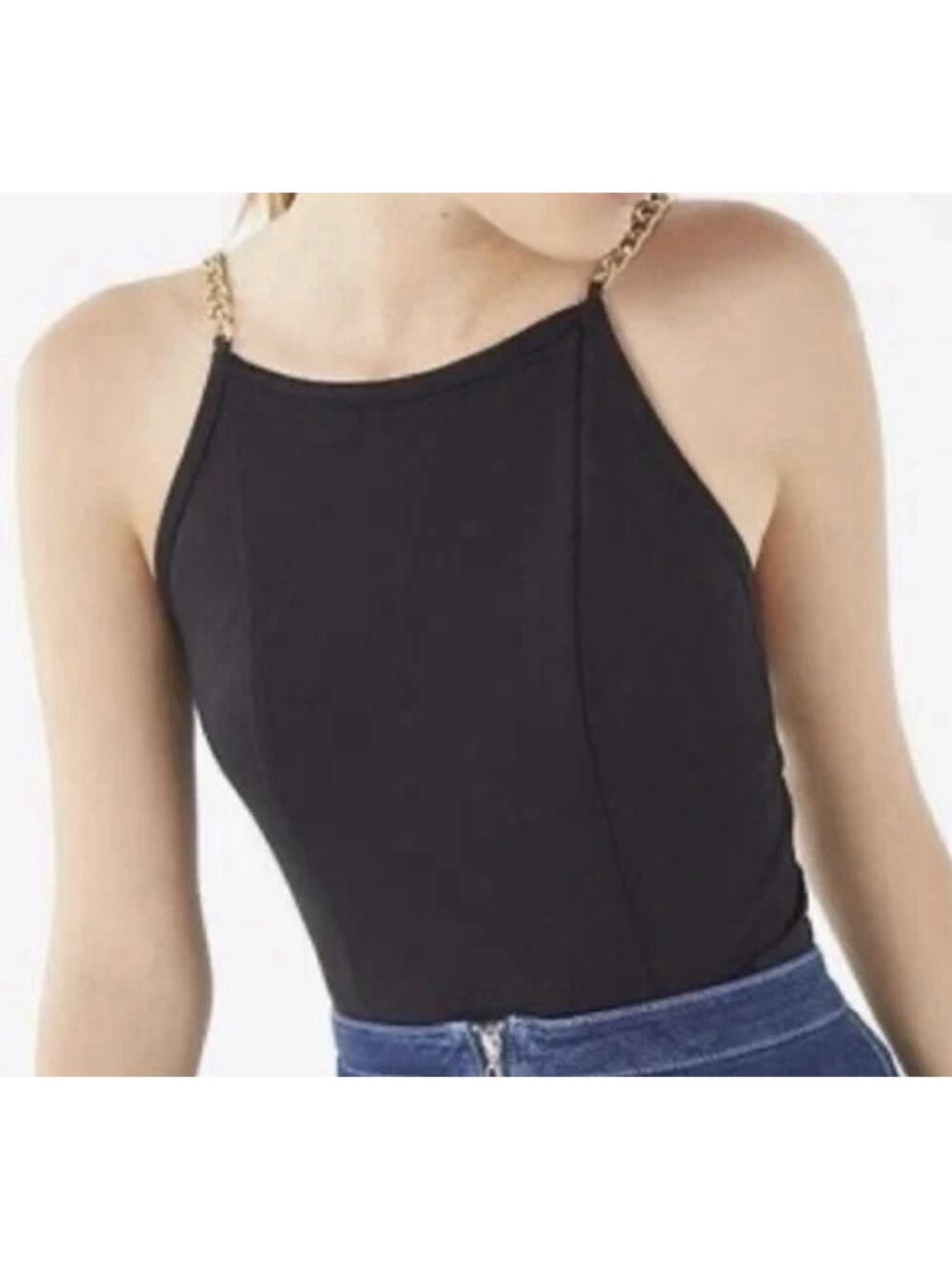 Urban Outfitters High Neck Gold Chain Strap Tank Top Y2K babydoll A006746